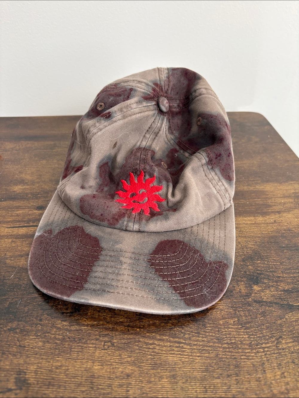 Extra Vitamins Brown Tie-Dye Cap with Red Sun Patch